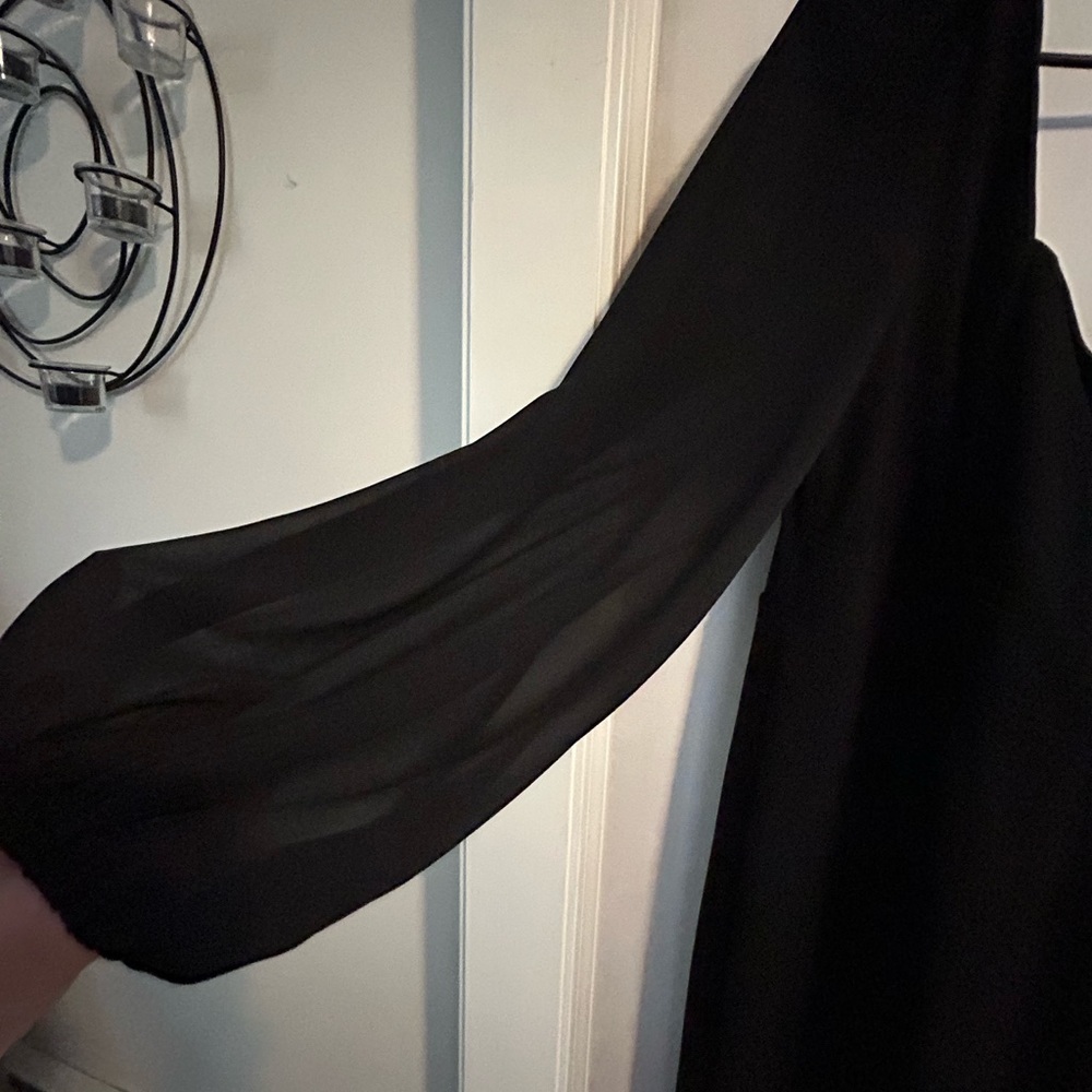 Lulu's Black Maxi Dress with Sheer Long Sleeves